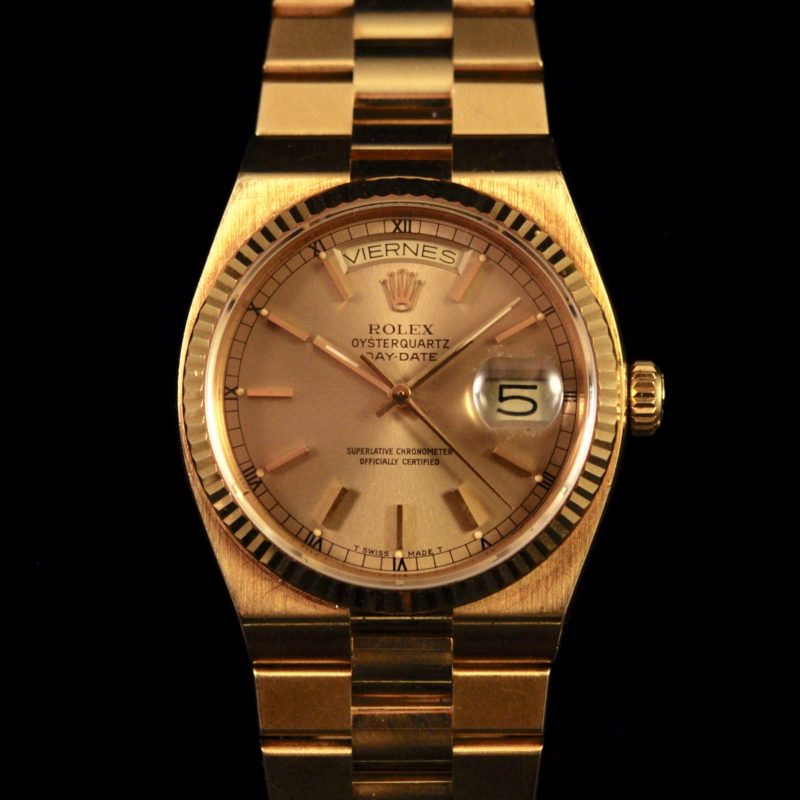 ROLEX DAY-DATE OYSTERQUARTZ REF. 19018 YELLOW GOLD