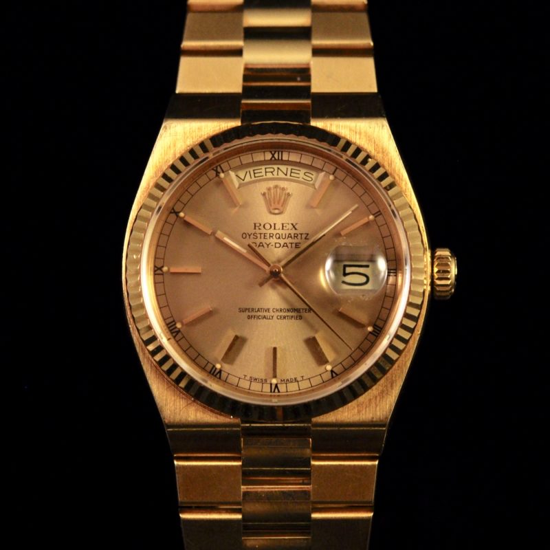 ROLEX DAY-DATE OYSTERQUARTZ REF. 19018 YELLOW GOLD