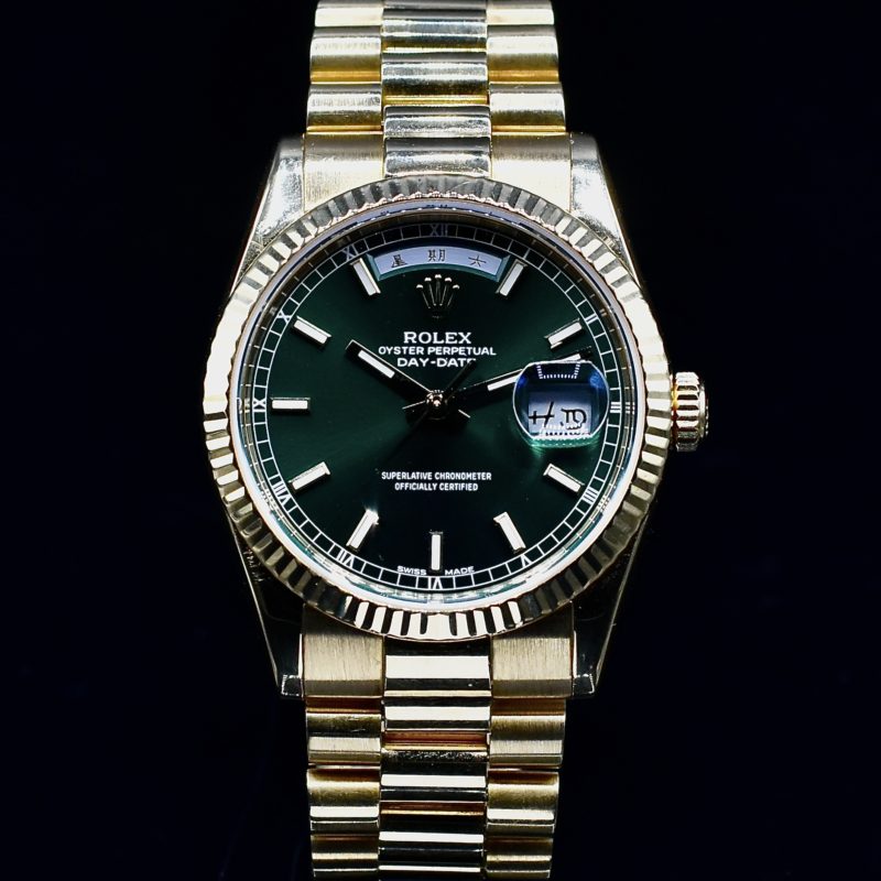 ROLEX DAY-DATE REF. 118238 GREEN DIAL BOX AND PAPERS