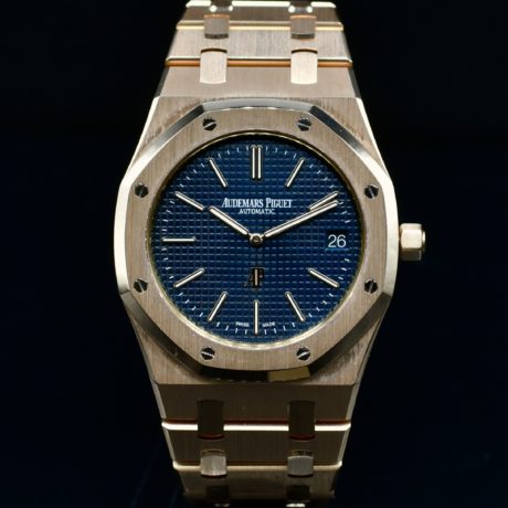 AUDEMARS PIGUET ROYAL OAK JUMBO REF. 15202OR PINK GOLD BOX AND PAPERS.