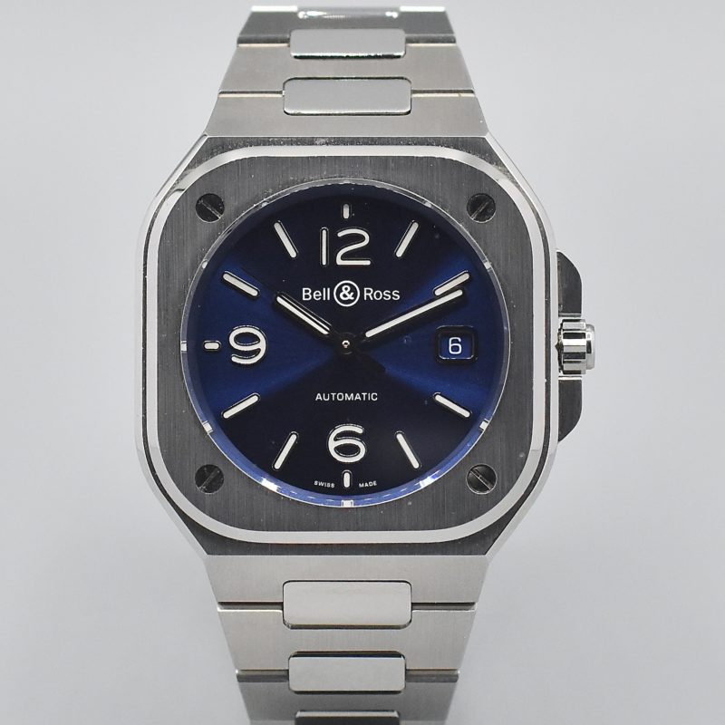 BELL & ROSS BR05 BLUE DIAL STAINLESS STEEL BOX AND PAPERS