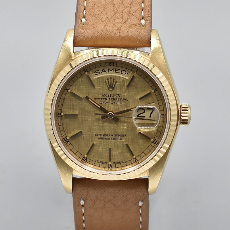 ROLEX DAY-DATE YELLOW GOLD REF. 18038 LINEN DIAL