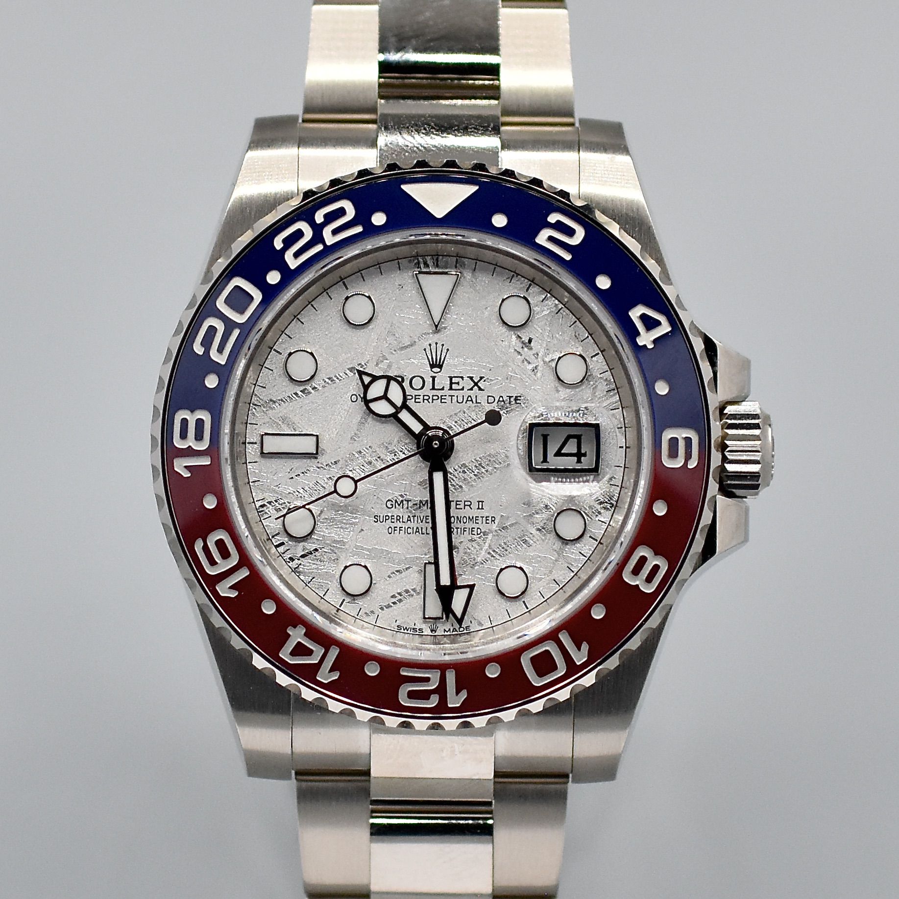 ROLEX GMT MASTER II REF. 126719BLRO METEORITE DIAL WHITE GOLD FULL SET