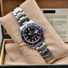 ROLEX GMT MASTER LONG E REF. 1675 FUCHSIA BEZEL BOX AND PAPERS